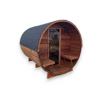 Barrel sauna thermowood 3m 100 prc panoramic window 1